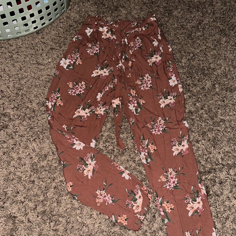 floral american eagle tied dress pants